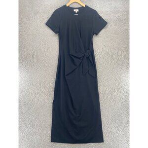 If She Loves Dress Womens Medium Black Knotted Maxi Short Sleeves Stretch NWT